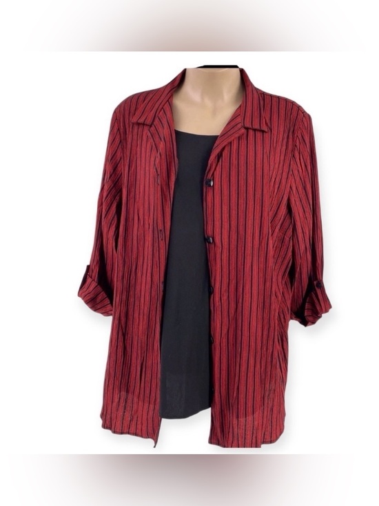 Dina Ariel Tops - Dina Ariel 2 Piece Blouse Tank Set Large Burgundy and Black Women’s Large
